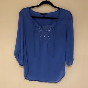 Express Blue Sheer Top